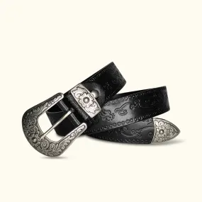 The Cicada - Engraved Leather Belt