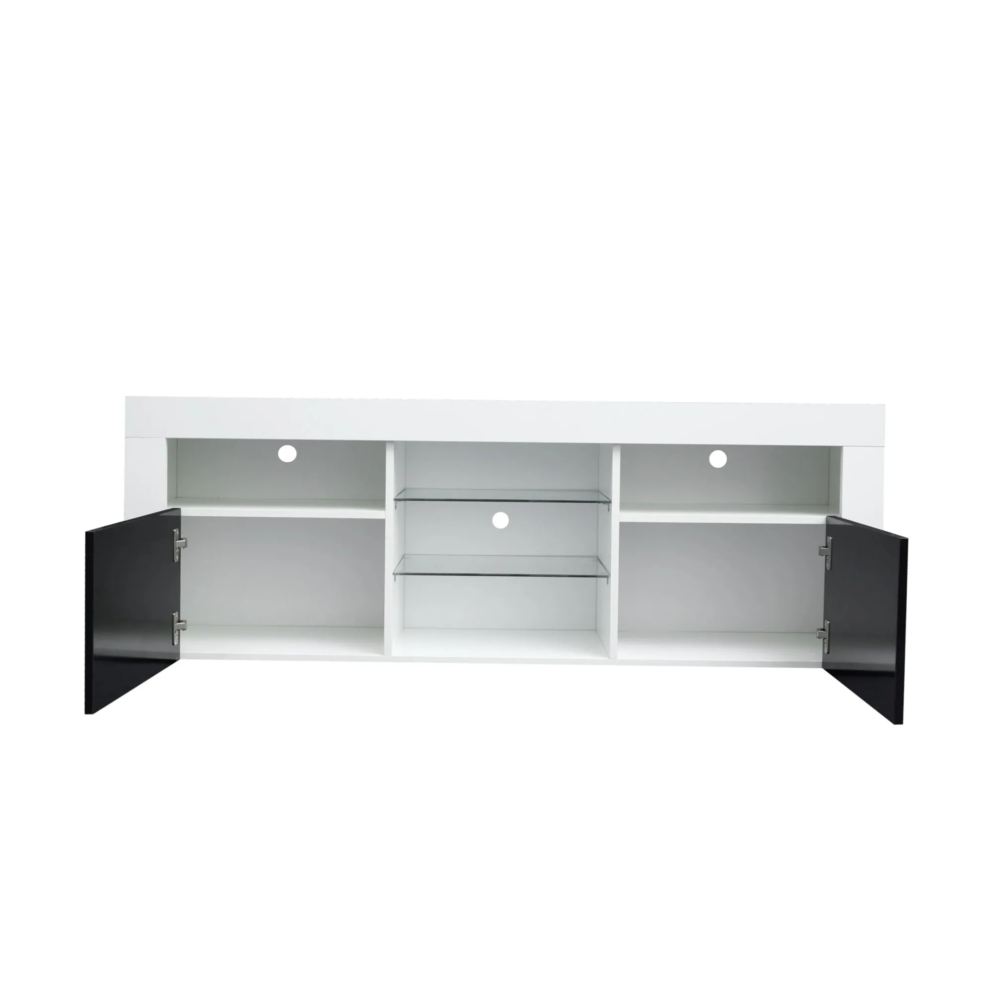 145 Modern 57" TV Stand Matte Body High Gloss Fronts with 16 Color LEDs