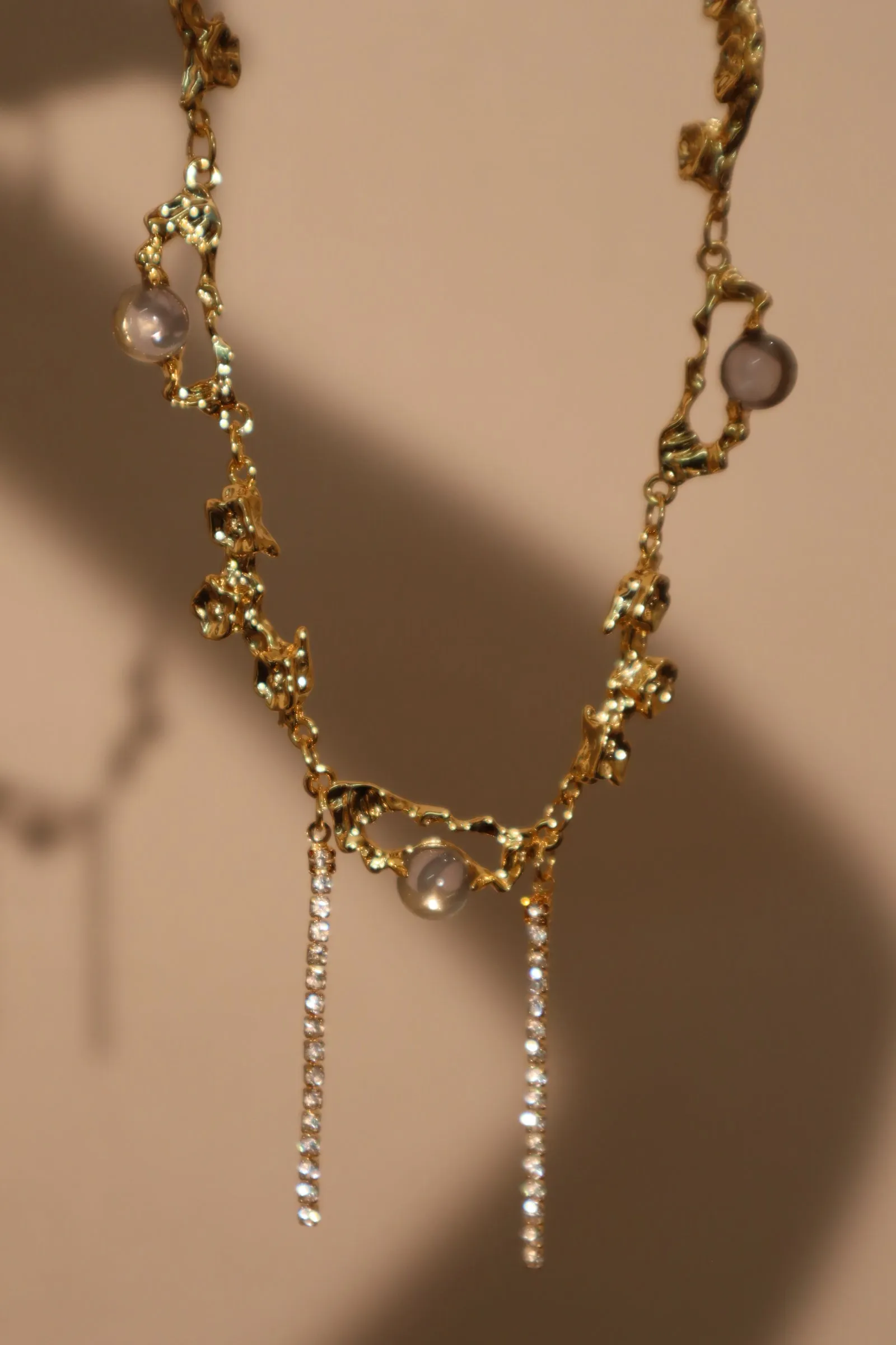 18K Real Gold Plated Moonlight Diamonds Necklace