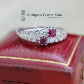 1970's 18ct White Gold Ruby & Diamond Ring