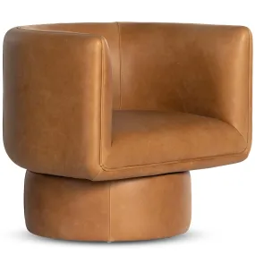 Adriel Leather Swivel Chair, Palermo Cognac