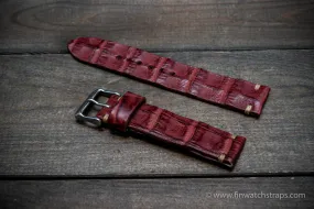 Alligator watch strap Burgundy, handmade in Finland