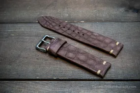 Alligator watch strap vintage brown matte, handmade in Finland