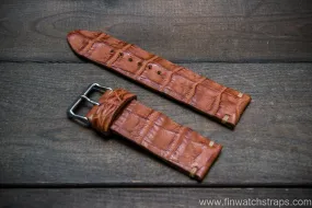 Alligator watch strap, Vintage Cognac,  handmade in Finland