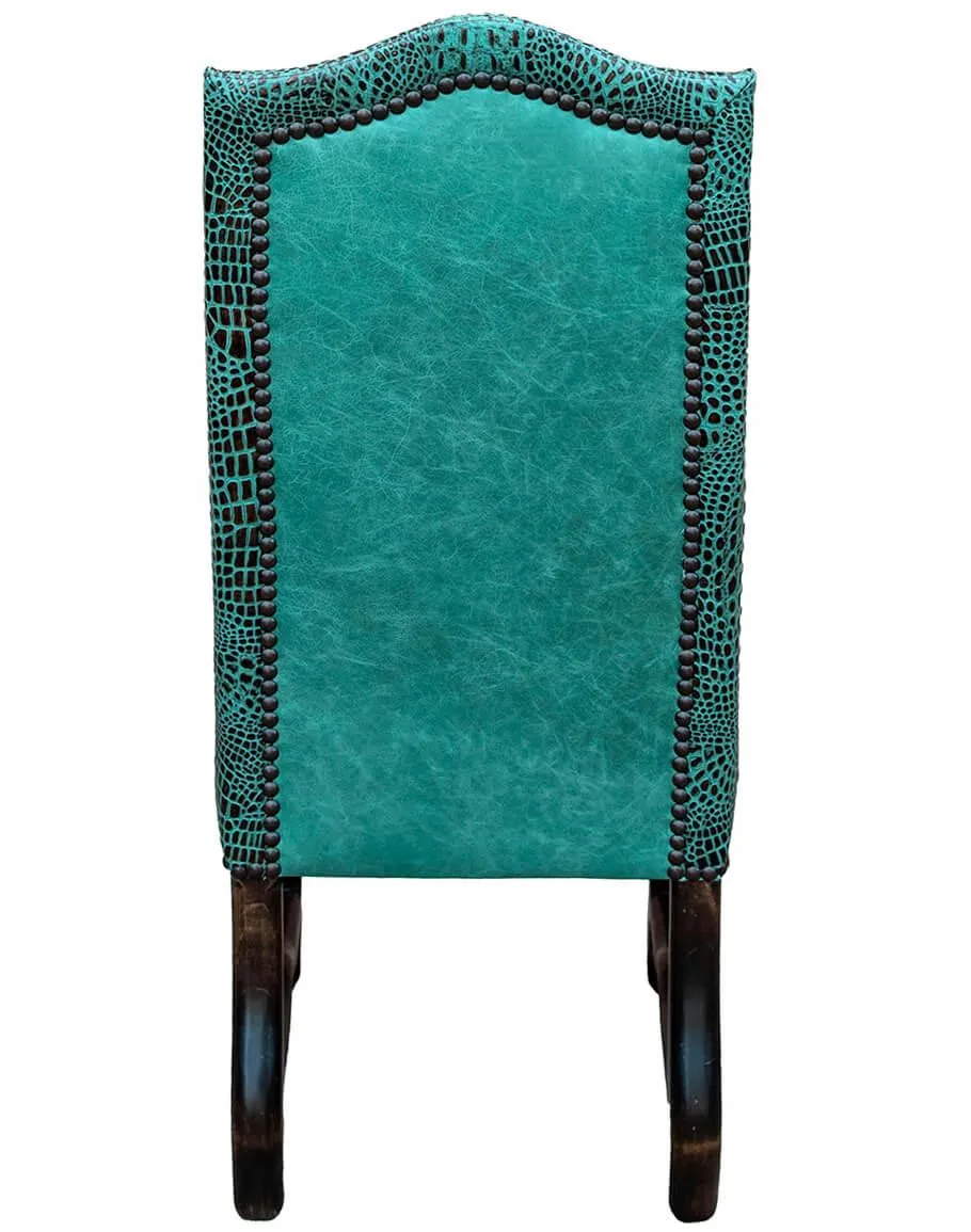 Aqua Marine & Croc Leather Dining Chairs