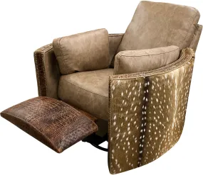 Axis Camel Leather Western Swivel Glider Recliner