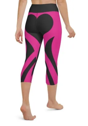 Black & Pink Heart Shaped Yoga Capris