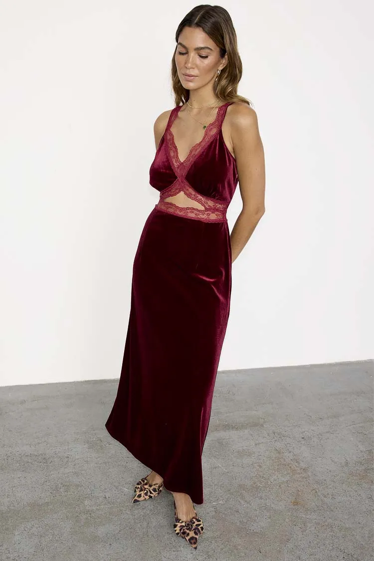 Burgundy Velvet Mimi Dress