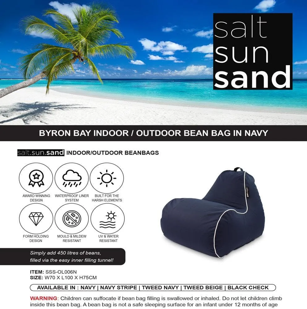 Byron Bay Indoor/Outdoor Bean Bag in Navy