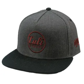 CALI Strong Classic Flat Bill Snapback Charcoal Heather Burgundy