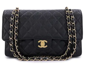 Chanel 2002 Vintage Black Caviar Medium Classic Double Flap Bag 24k GHW