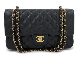 Chanel 2004 Vintage Black Caviar Medium Classic Double Flap Bag Vintage 24k GHW