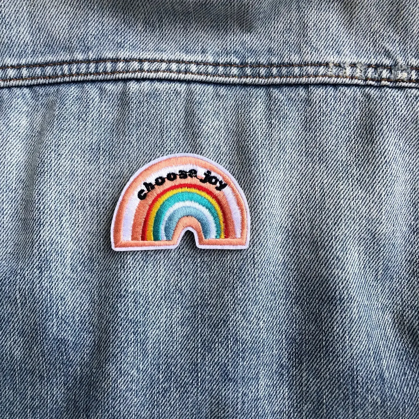 Choose Joy Rainbow Iron-On Embroidered Patch