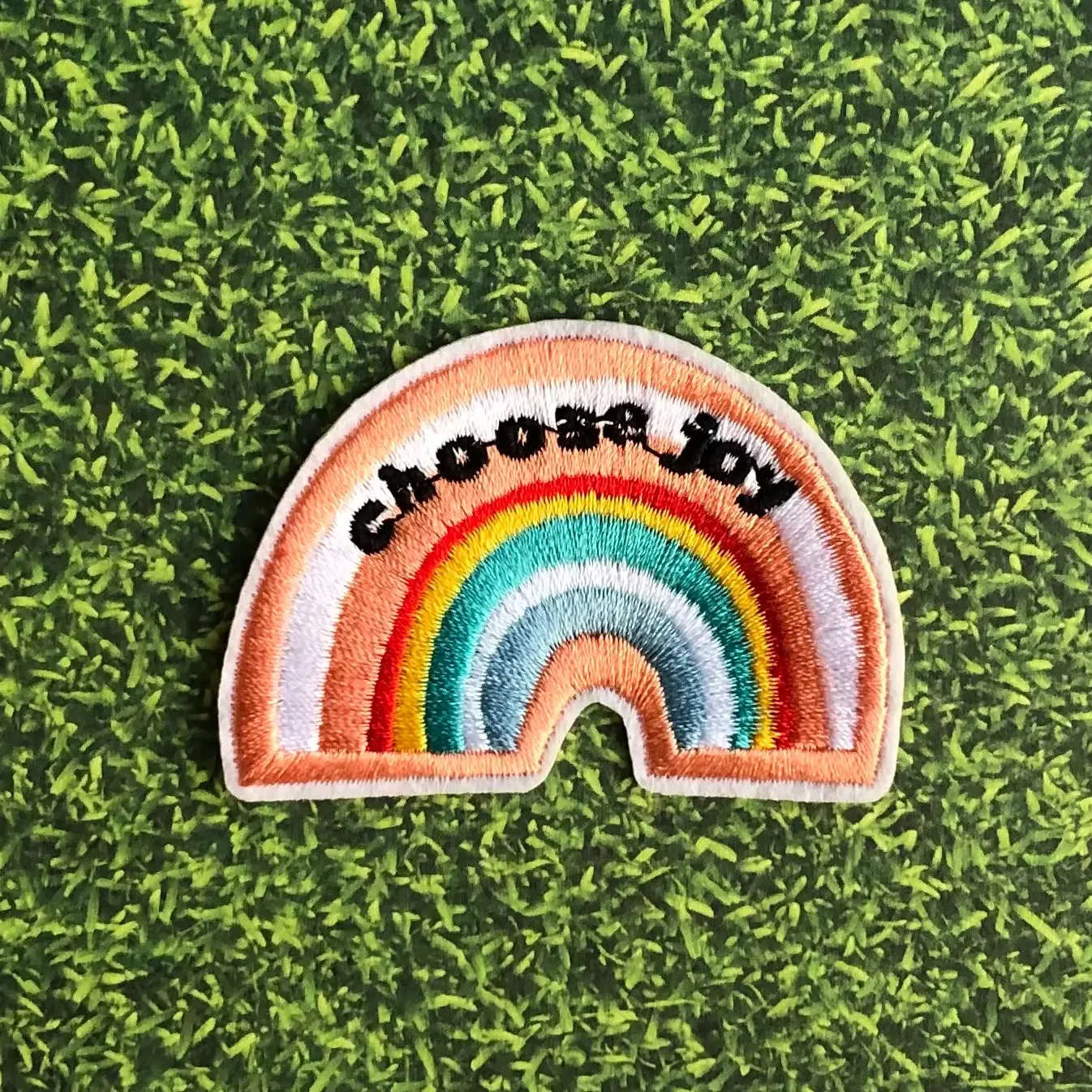 Choose Joy Rainbow Iron-On Embroidered Patch