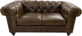 Classic Tufted Leather Love Seat