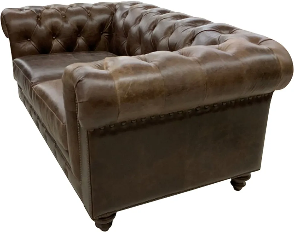 Classic Tufted Leather Love Seat