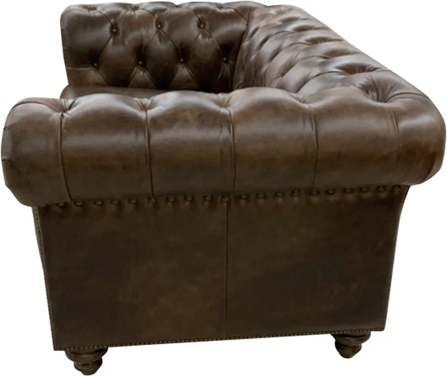 Classic Tufted Leather Love Seat