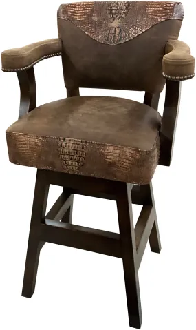 Copper Embossed Leather Western Barstool