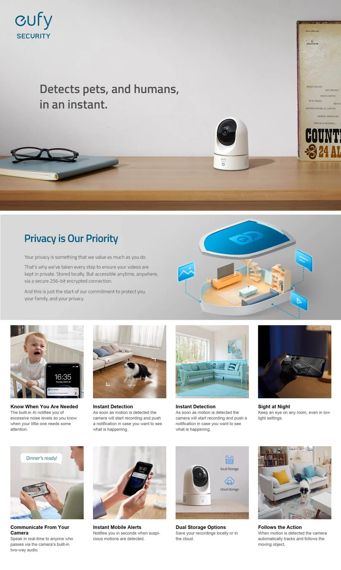 Eufy S220 Indoor Pan and Tilt 2K Camera | T8410223