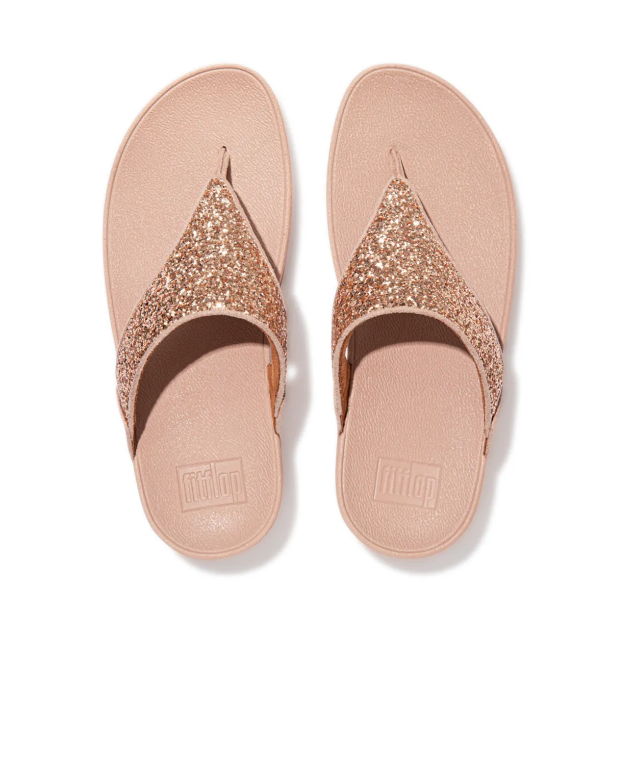 FitFlop Lulu Glitter Rose Gold Toe-Thongs