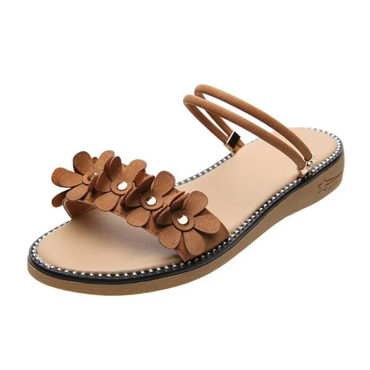 Floral Design Casual Flat Sandals for Women - Non-Slip Summer Slippers