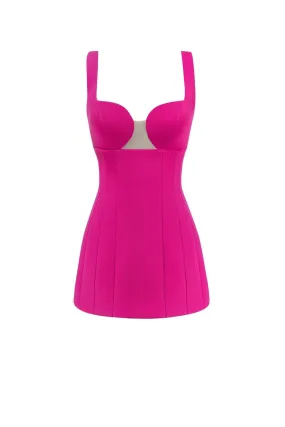 Glossy ultra mini dress in pink with cutouts