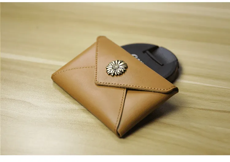 Handcrafted Minimalist leather slim wallet for women, Classic coin purse gift #1