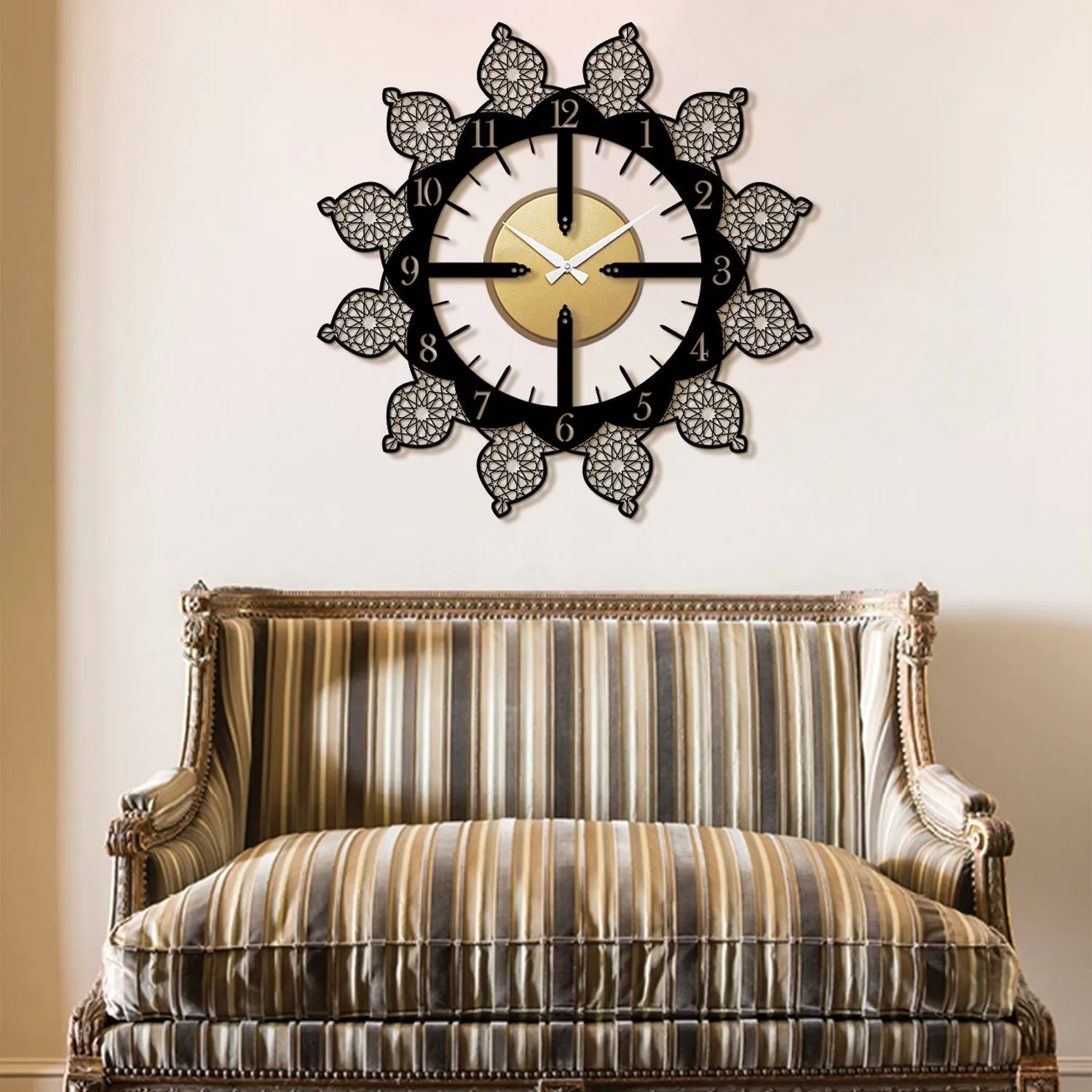 Islamic Pattern Latin Written Metal Wall Clock - WAMS022