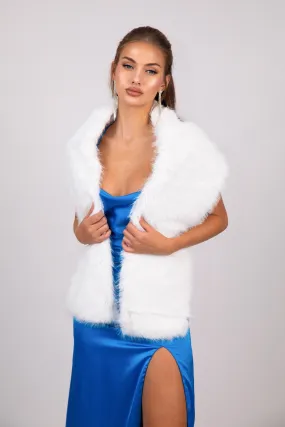 Marcella Faux Fur Shawl - White