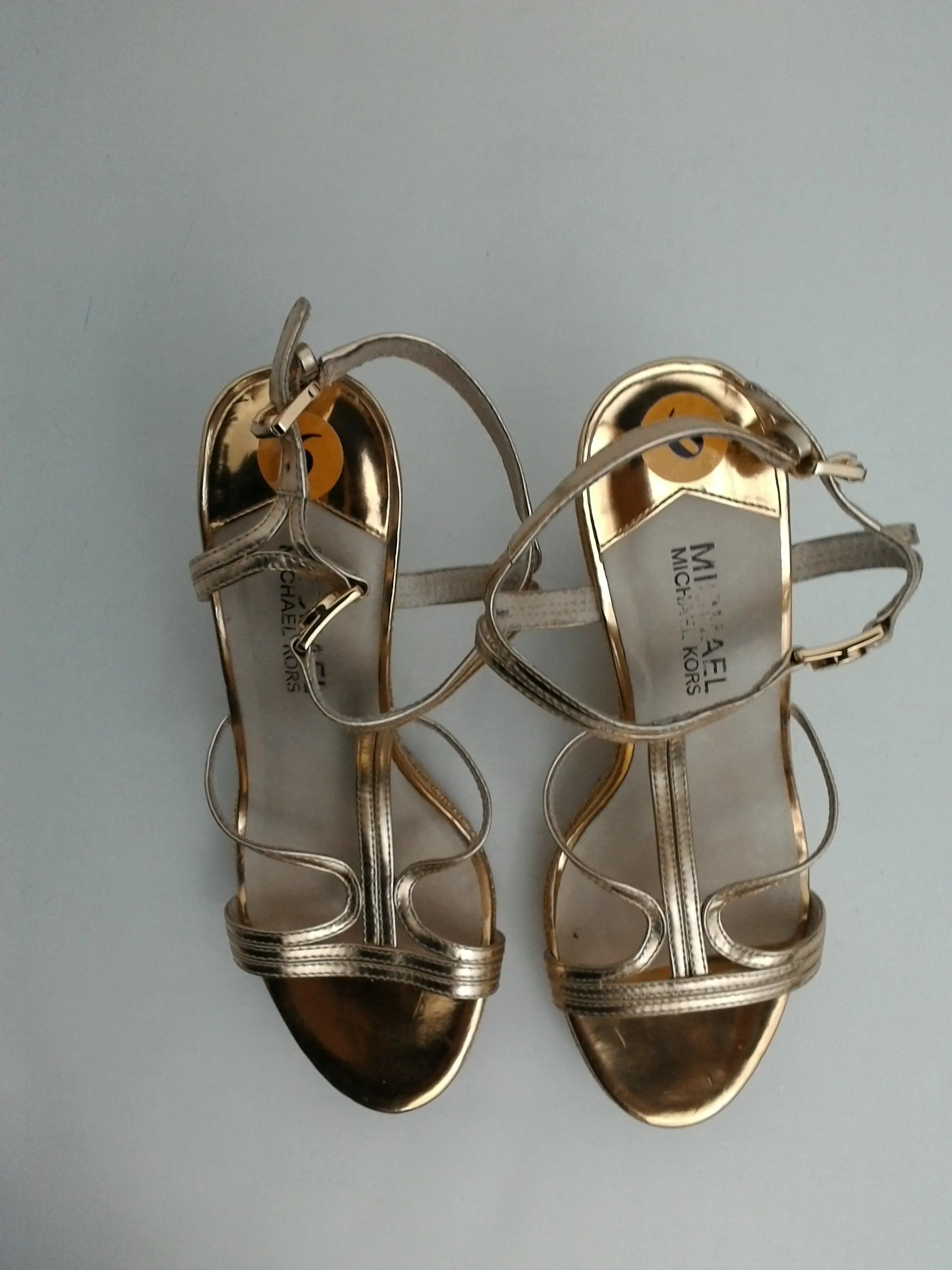 Michael Kors Women's Cicely Pale Gold Wedge Sandal Size 6