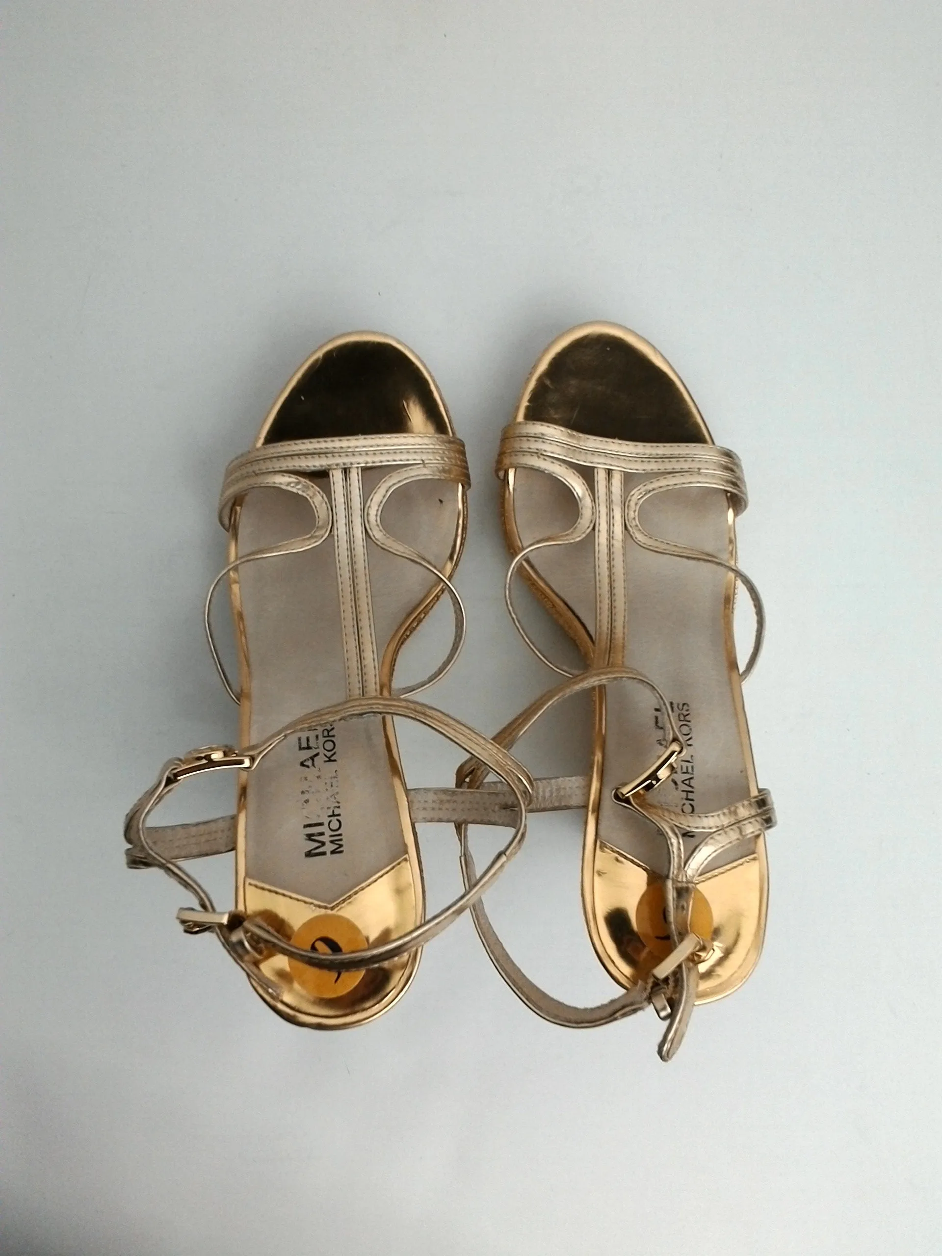 Michael Kors Women's Cicely Pale Gold Wedge Sandal Size 6