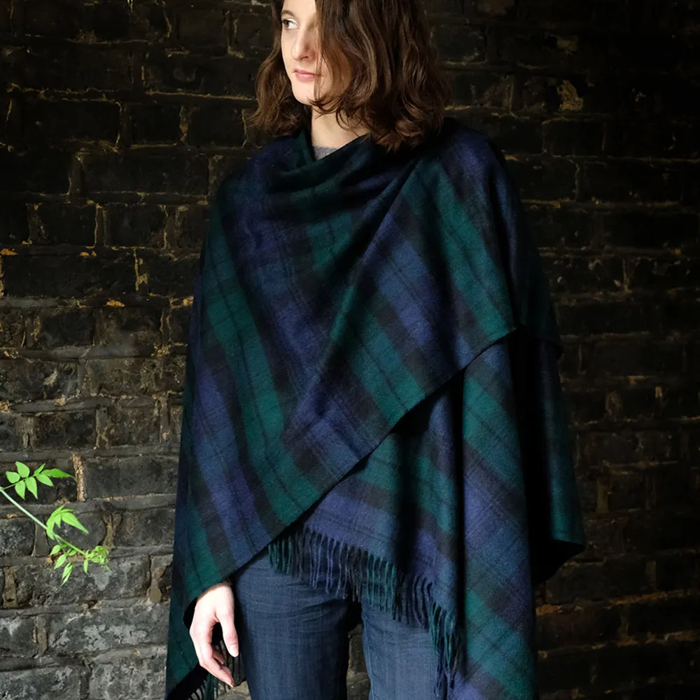 Mini Poncho in Black Watch Tartan