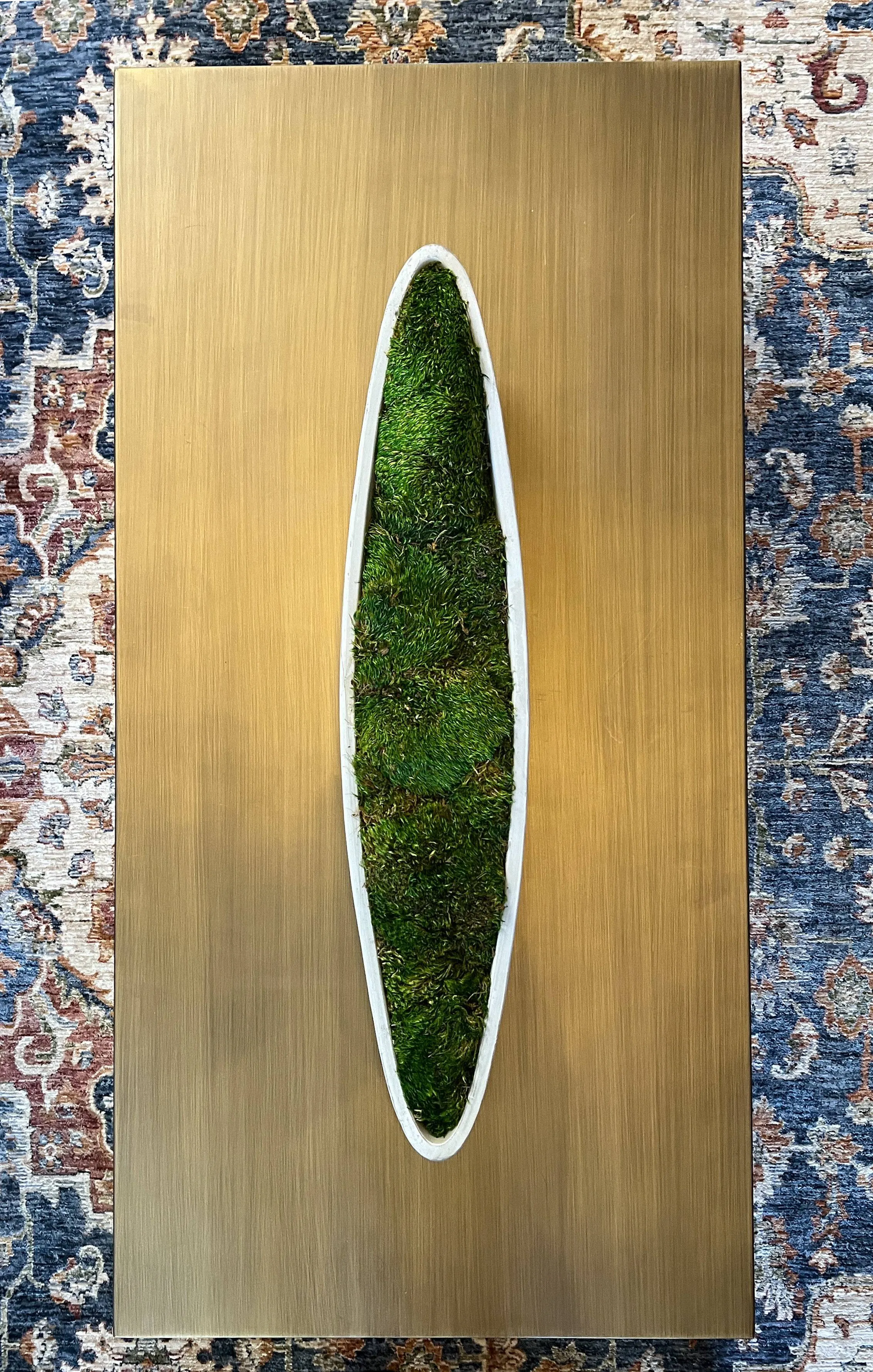 Preserved Moss in Concrete Boat Centerpiece