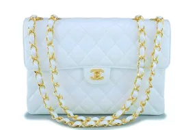 *rare* Chanel White Caviar Jumbo Classic Flap Bag 24k GHW