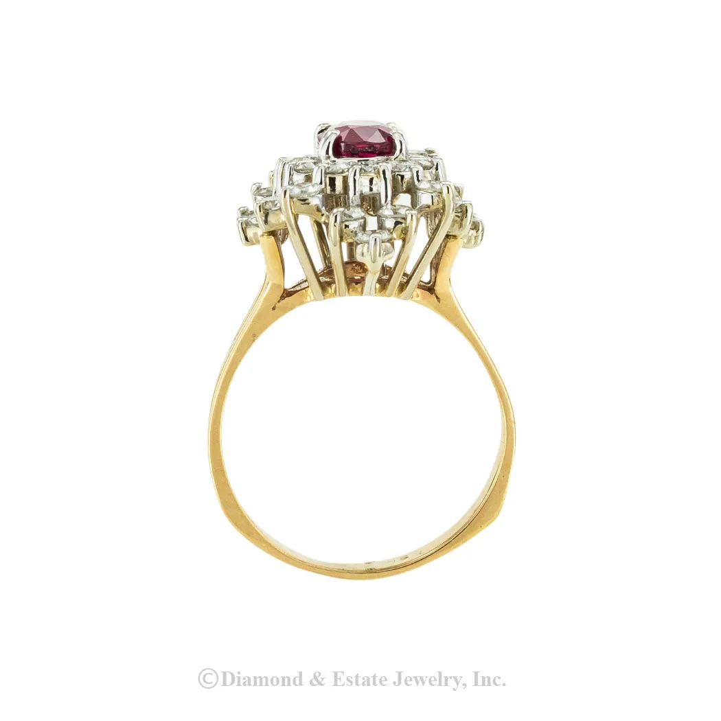 Ruby Diamond Gold Cluster Ring