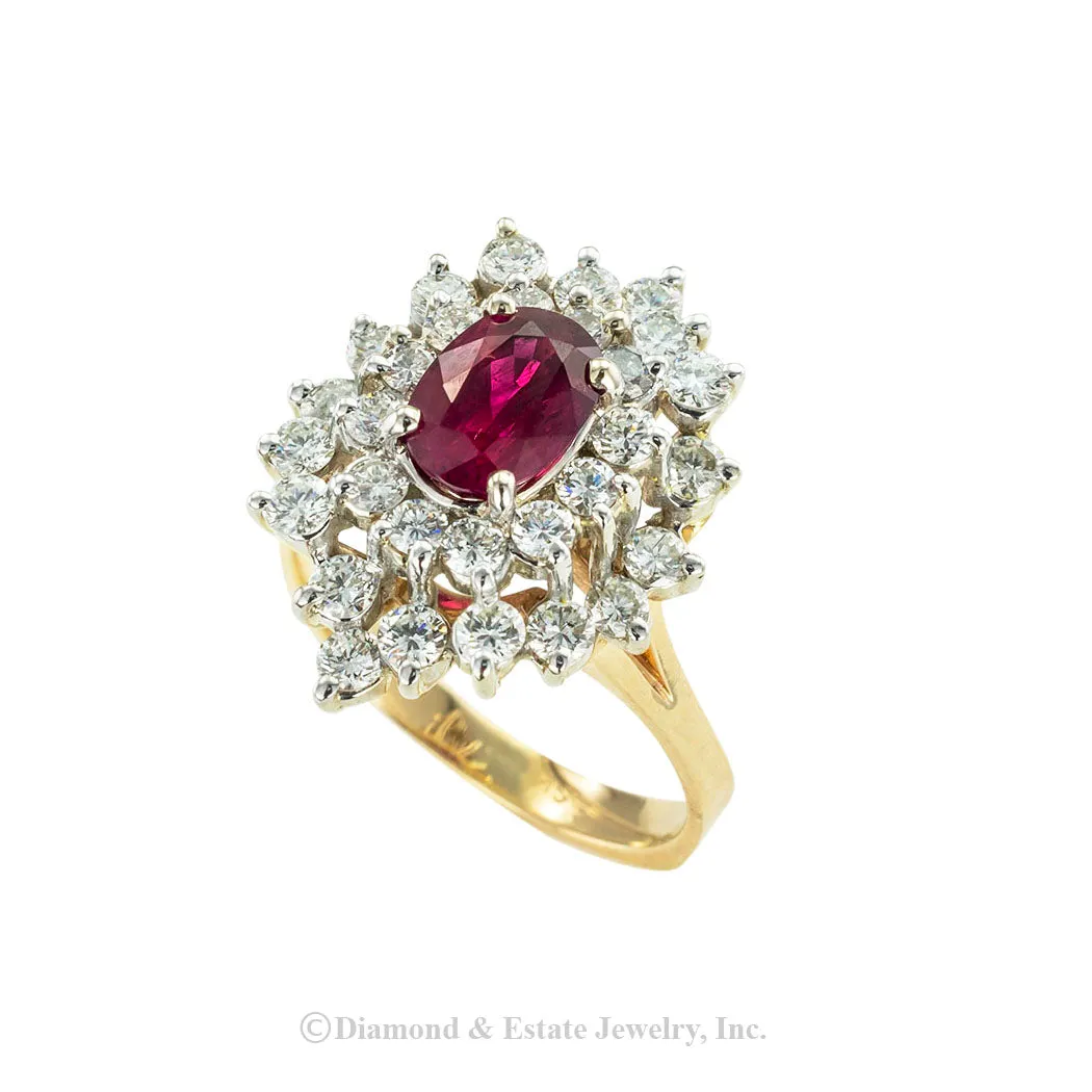 Ruby Diamond Gold Cluster Ring