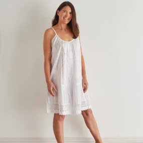 Somers White Cotton Embroidered Slip