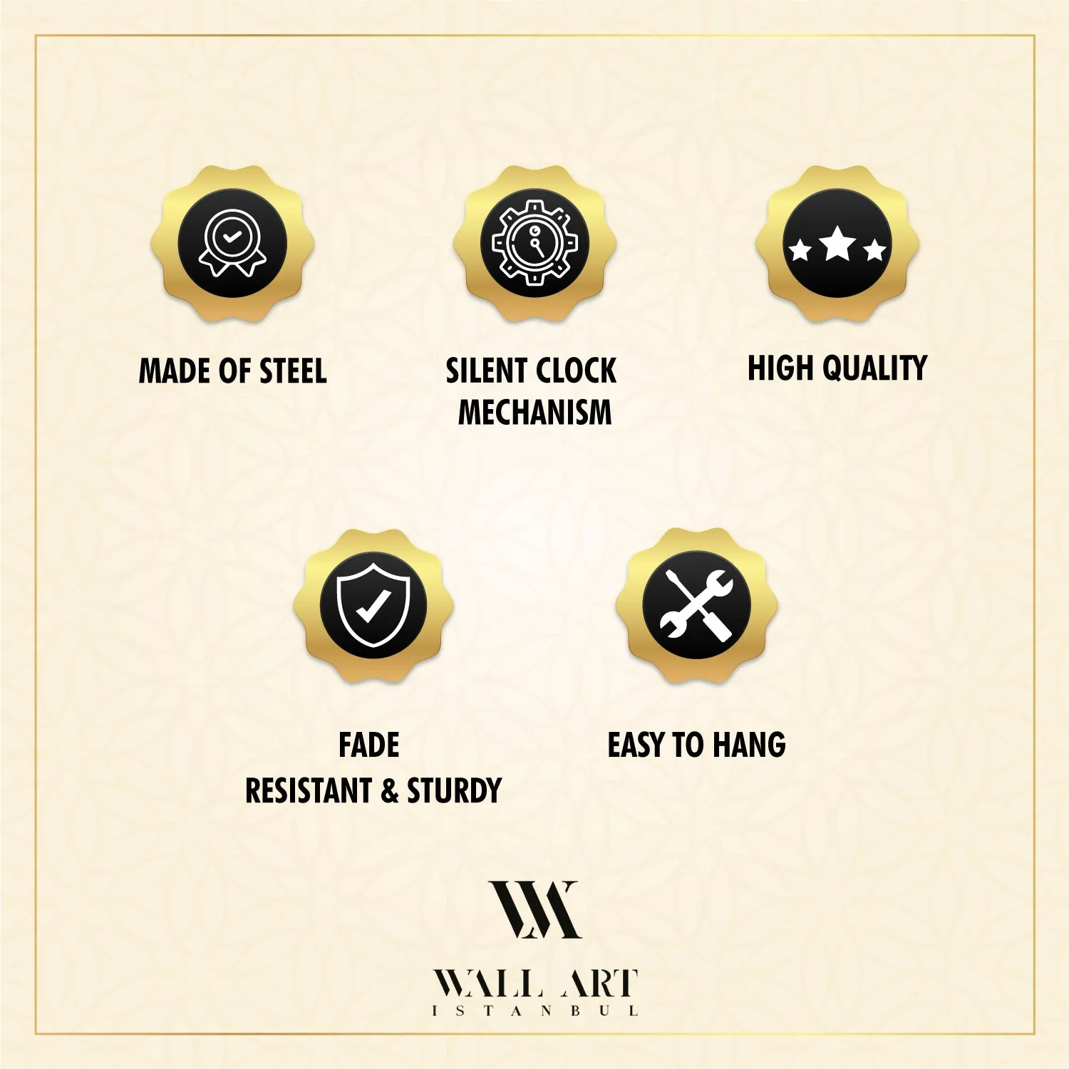 Surah Ikhlas Roman Written Metal Wall Clock - WAMS015