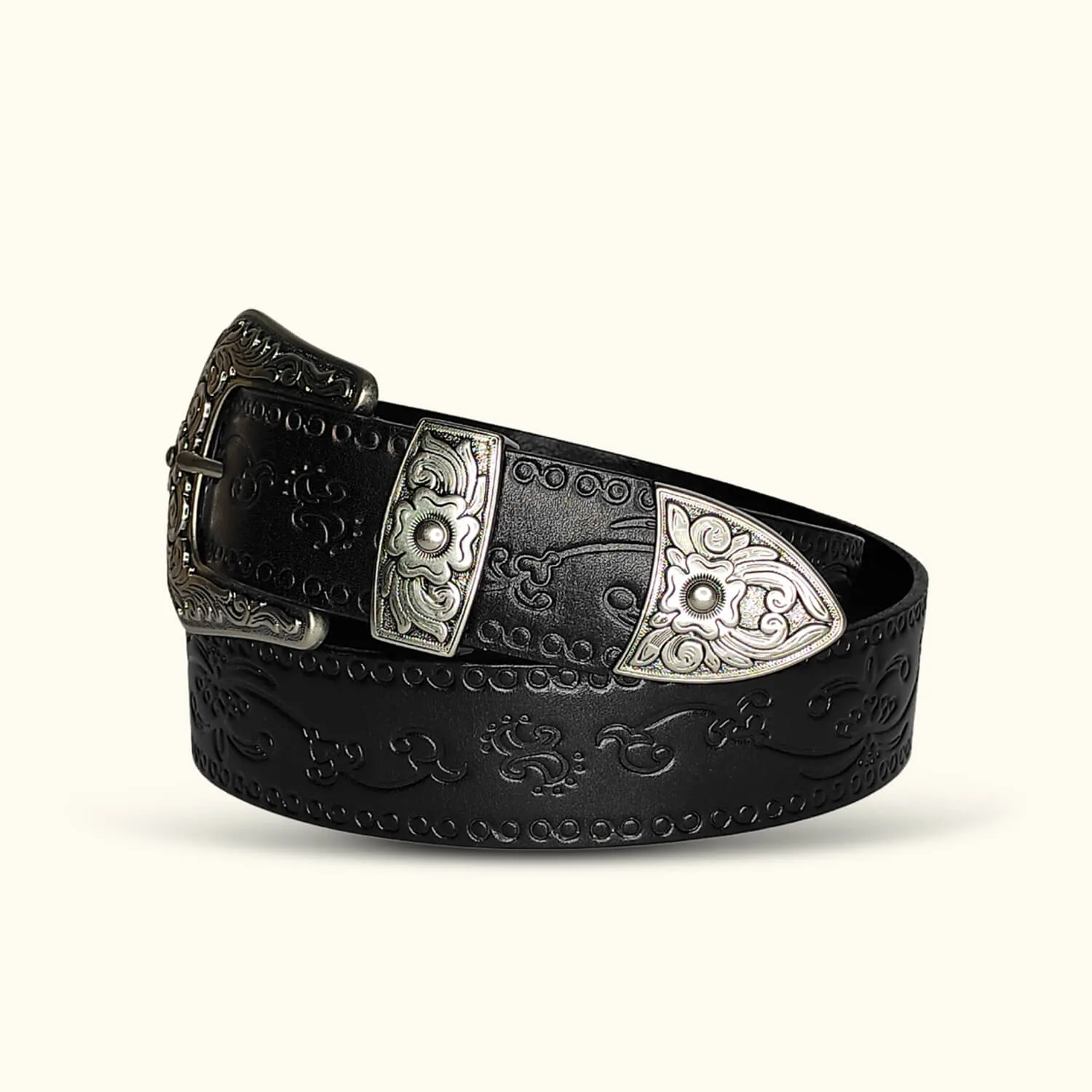 The Cicada - Engraved Leather Belt