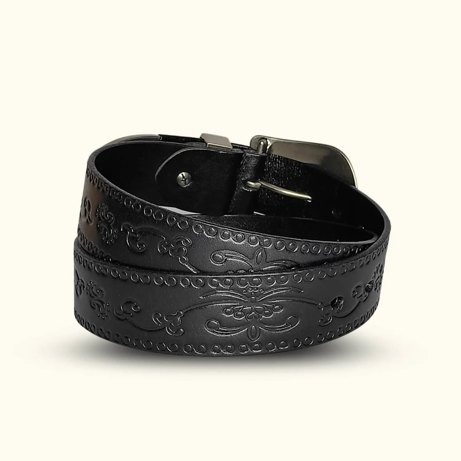 The Cicada - Engraved Leather Belt