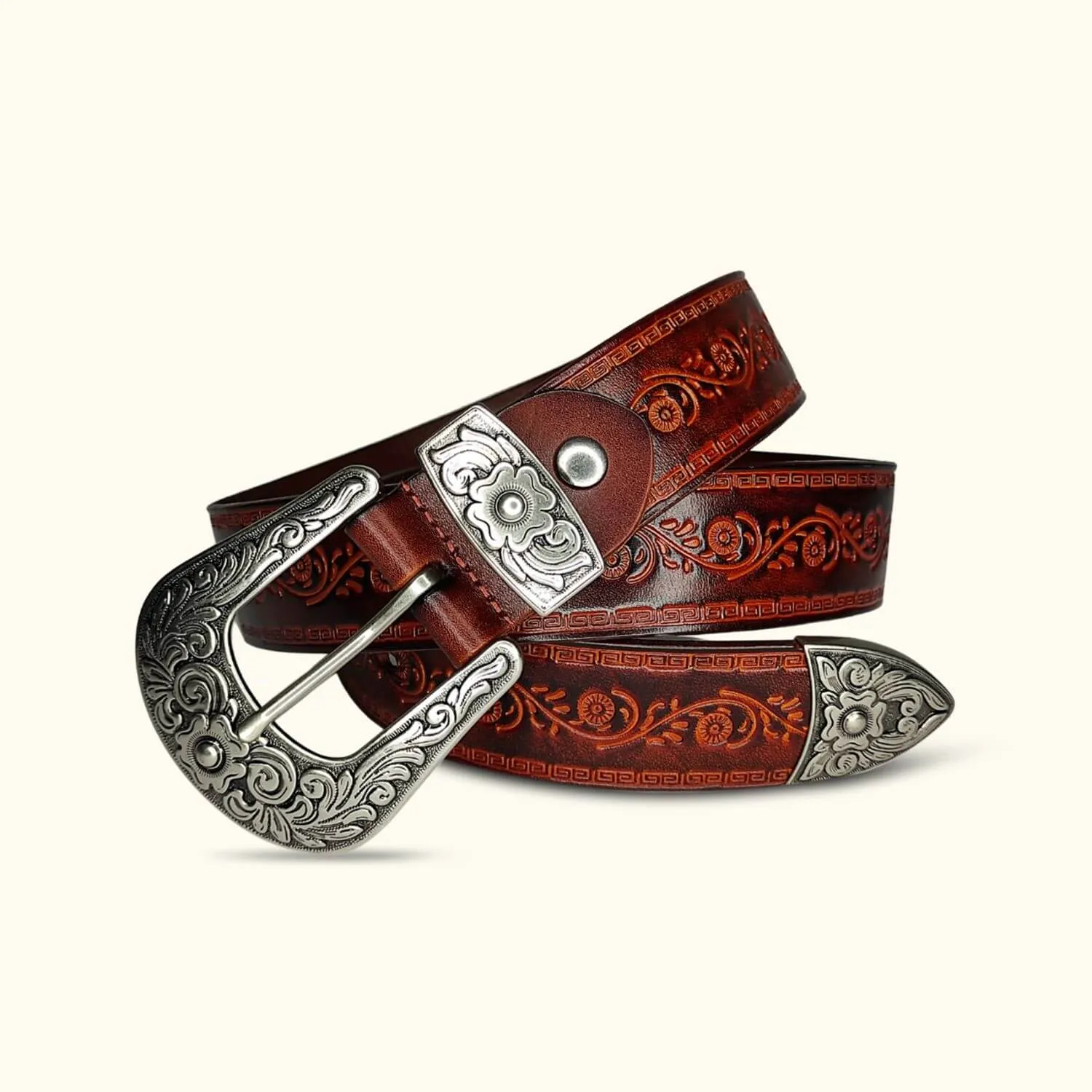 The Cicada - Engraved Leather Belt