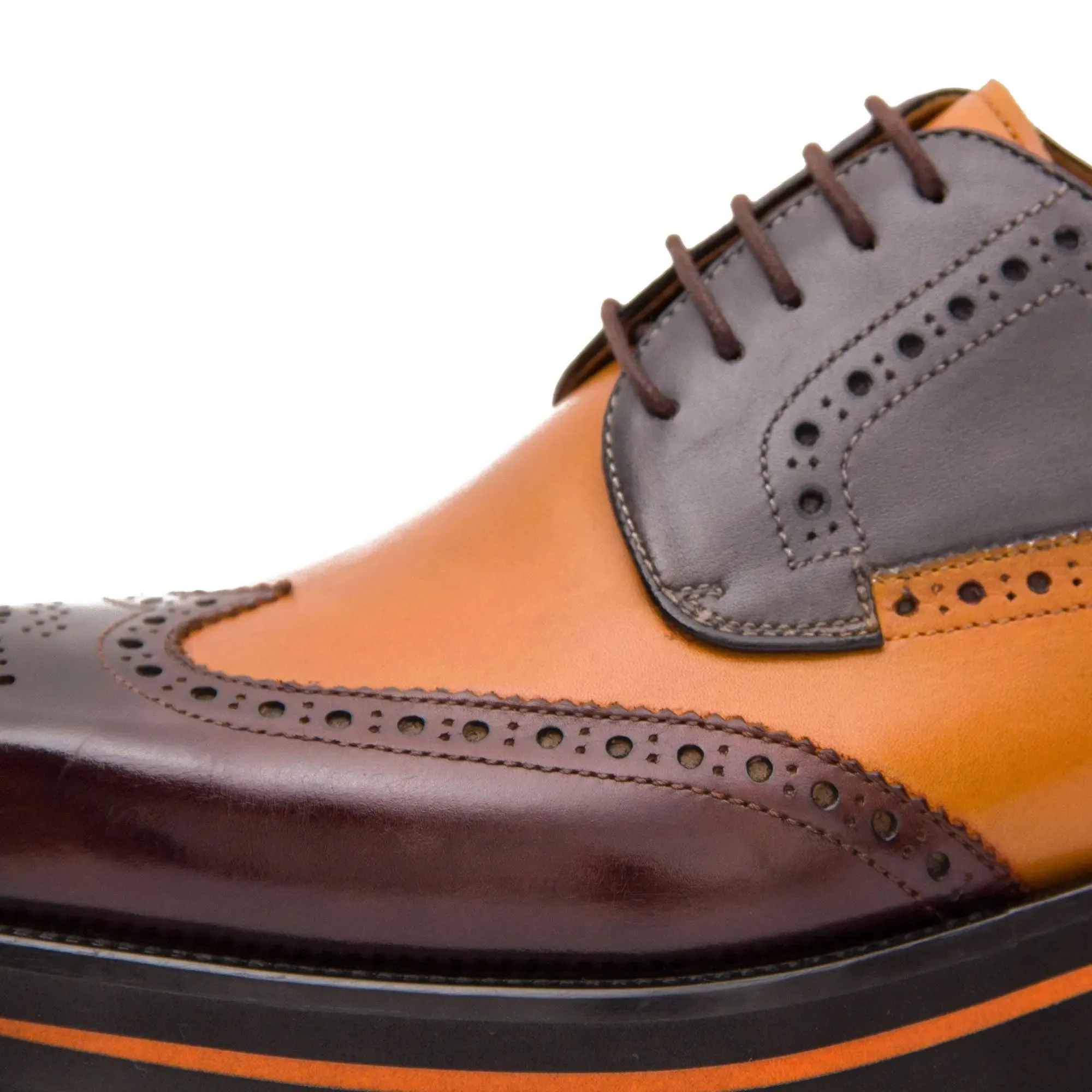 Thick-soled calfskin formal brogue derby shoes