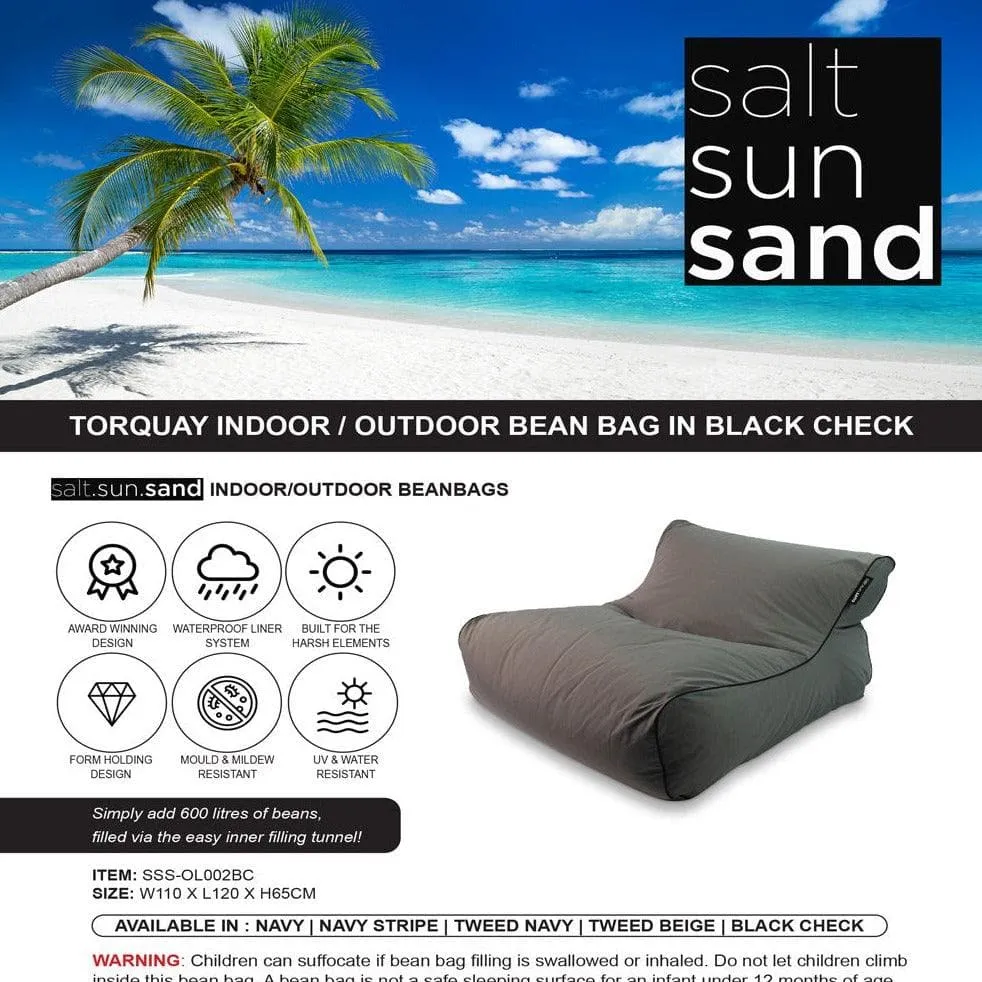 Torquay Indoor/Outdoor Bean Bag in Black Check